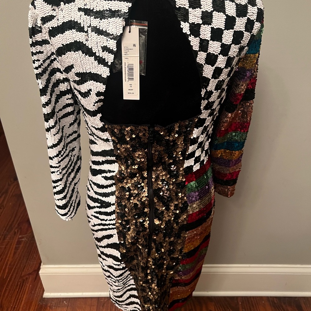 Multi color/multi print sequin cocktail dress - Picture 2 of 8